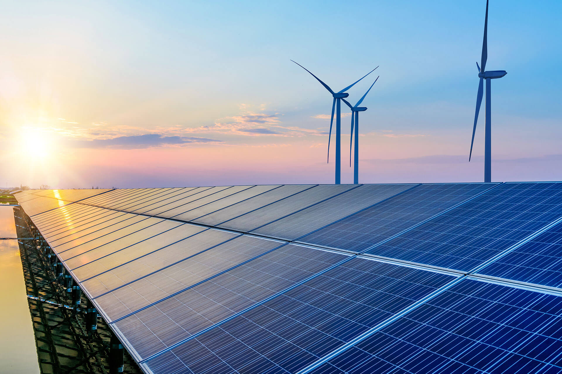 solar panel and windmill